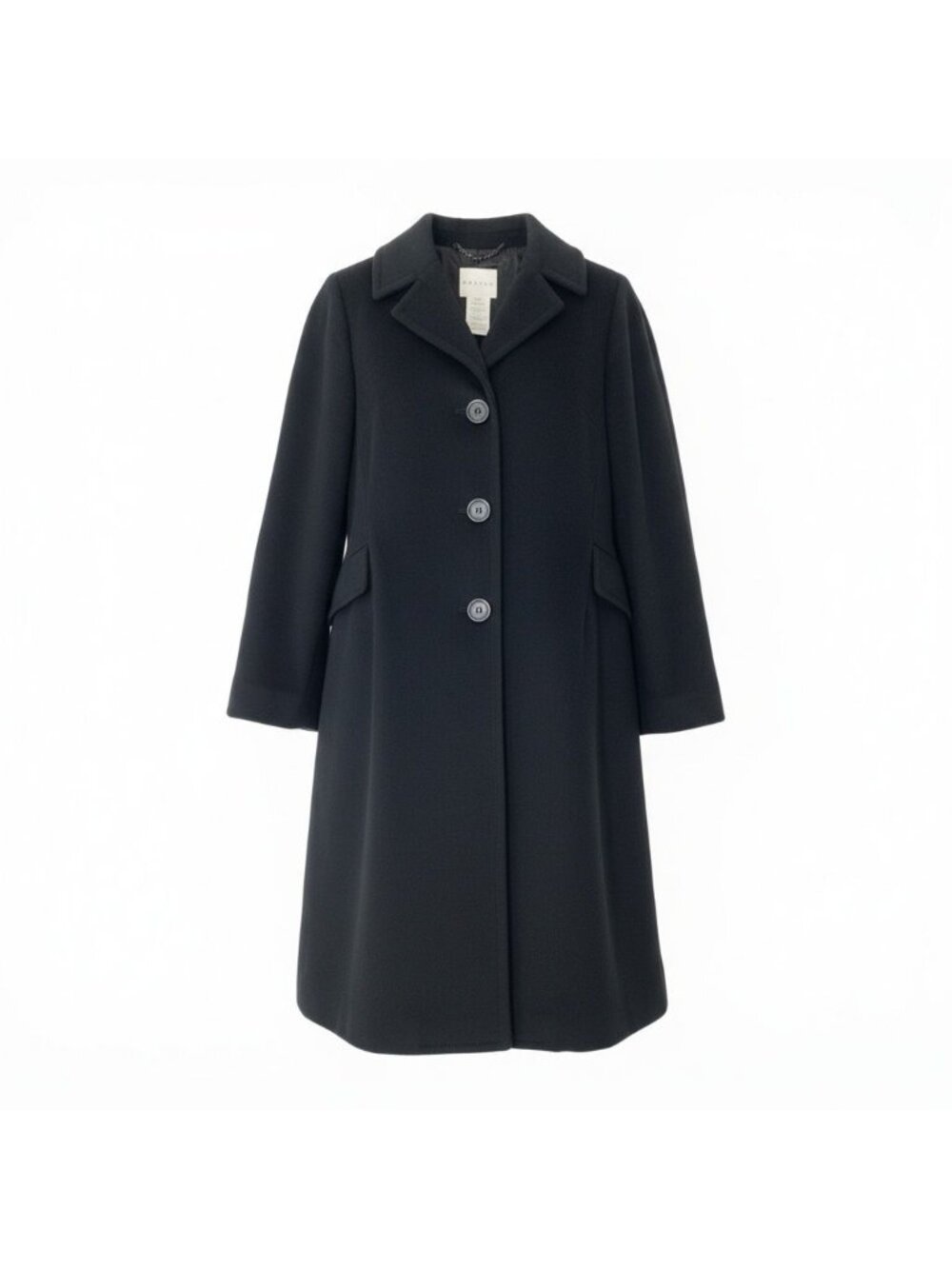 Celine Vintage Long Chesterfield Wool Coat Black